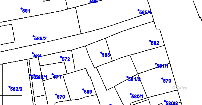 Parcela st. 583 v KÚ Mikulčice, Katastrální mapa