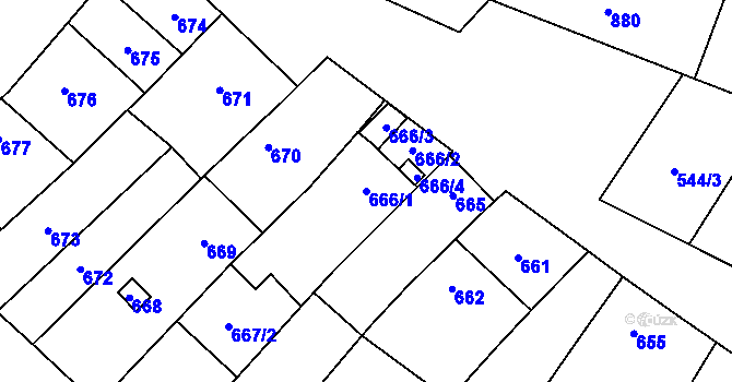 Parcela st. 666/1 v KÚ Mikulčice, Katastrální mapa