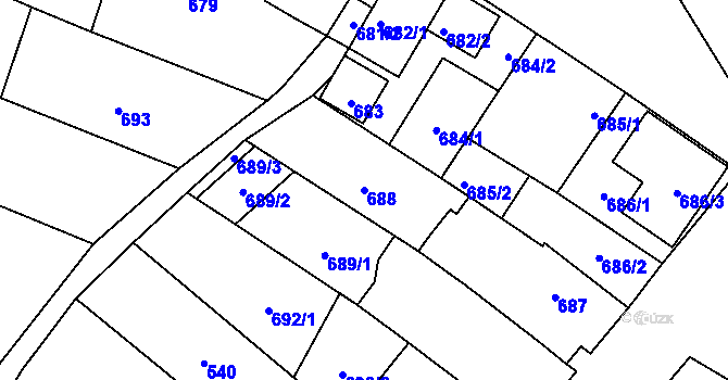 Parcela st. 688 v KÚ Mikulčice, Katastrální mapa