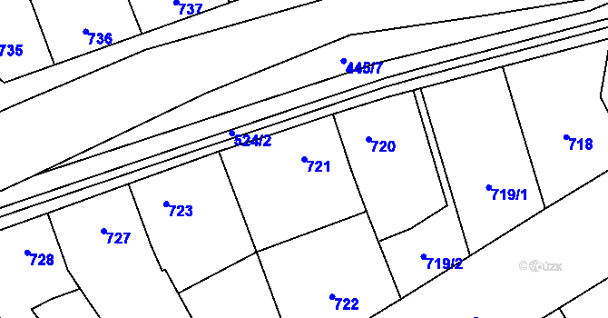 Parcela st. 721 v KÚ Mikulčice, Katastrální mapa