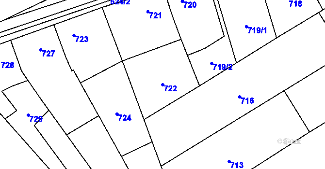 Parcela st. 722 v KÚ Mikulčice, Katastrální mapa