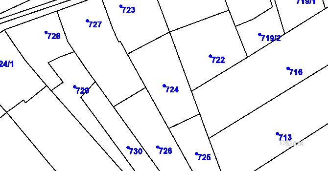 Parcela st. 724 v KÚ Mikulčice, Katastrální mapa