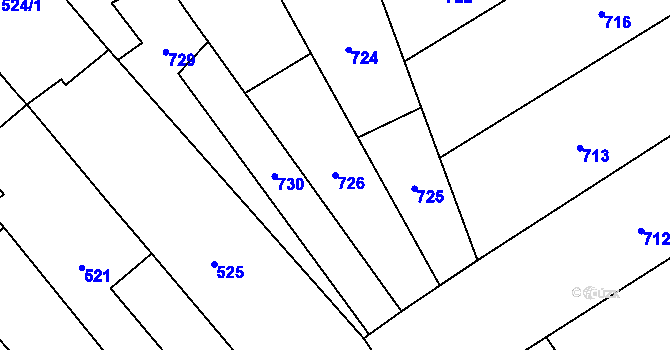 Parcela st. 726 v KÚ Mikulčice, Katastrální mapa