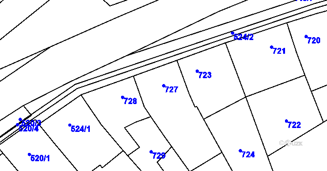 Parcela st. 727 v KÚ Mikulčice, Katastrální mapa