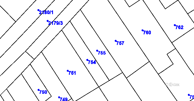 Parcela st. 755 v KÚ Mikulčice, Katastrální mapa