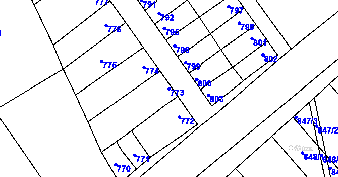 Parcela st. 773 v KÚ Mikulčice, Katastrální mapa