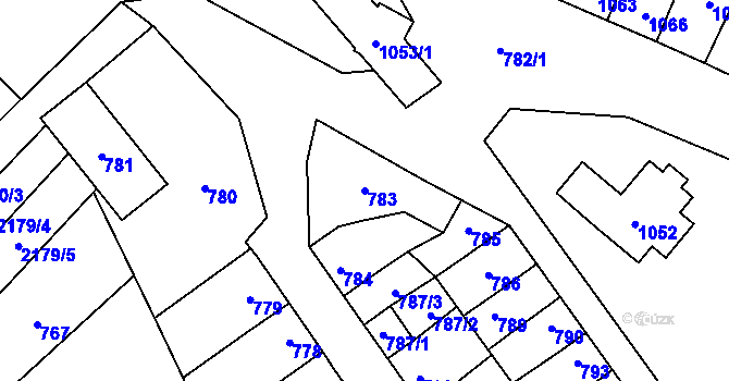 Parcela st. 783 v KÚ Mikulčice, Katastrální mapa