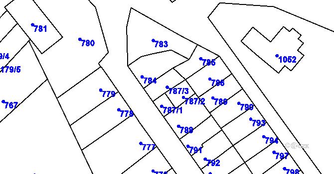 Parcela st. 787/3 v KÚ Mikulčice, Katastrální mapa