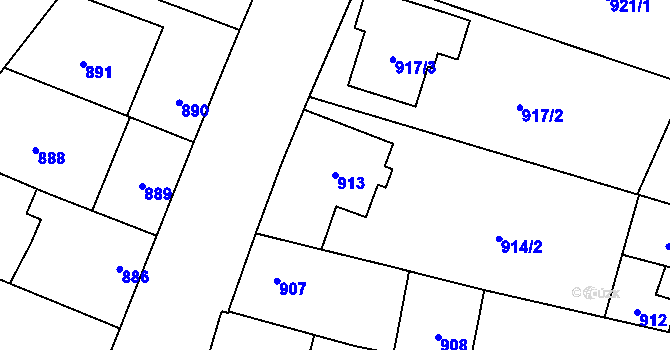 Parcela st. 913 v KÚ Mikulčice, Katastrální mapa