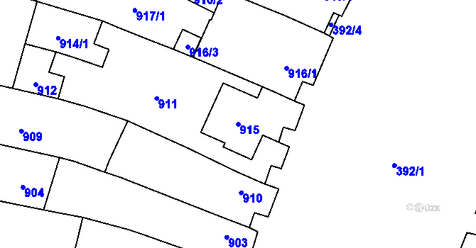 Parcela st. 915 v KÚ Mikulčice, Katastrální mapa