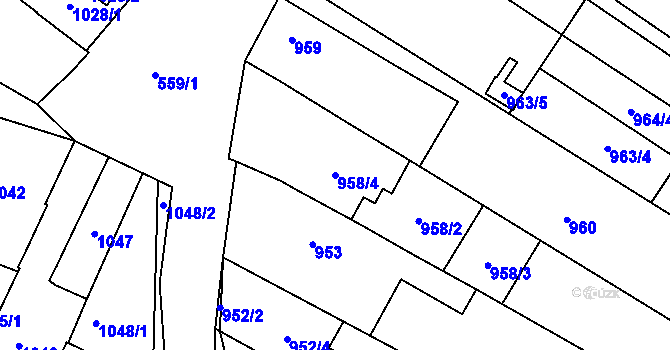 Parcela st. 958/4 v KÚ Mikulčice, Katastrální mapa
