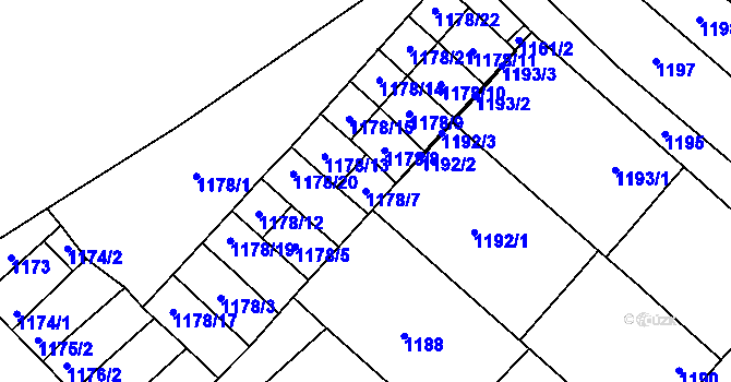Parcela st. 1178/7 v KÚ Mikulčice, Katastrální mapa