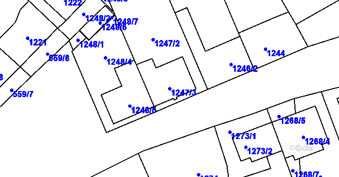 Parcela st. 1247/3 v KÚ Mikulčice, Katastrální mapa