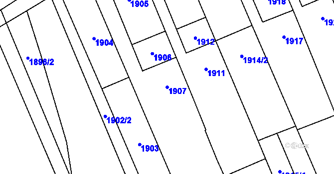 Parcela st. 1907 v KÚ Mikulčice, Katastrální mapa