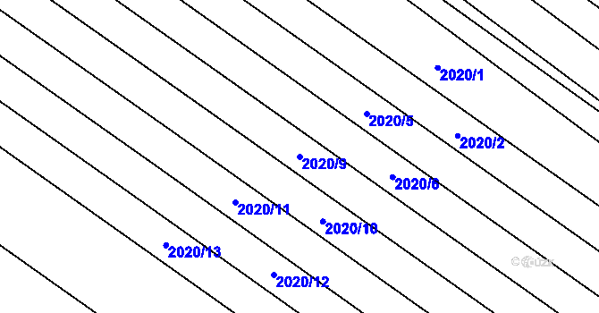 Parcela st. 2020/9 v KÚ Mikulčice, Katastrální mapa