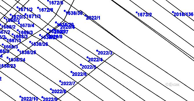 Parcela st. 2022/3 v KÚ Mikulčice, Katastrální mapa