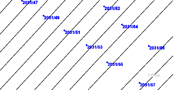 Parcela st. 2031/53 v KÚ Mikulčice, Katastrální mapa