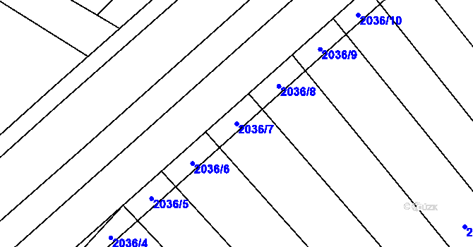 Parcela st. 2036/7 v KÚ Mikulčice, Katastrální mapa
