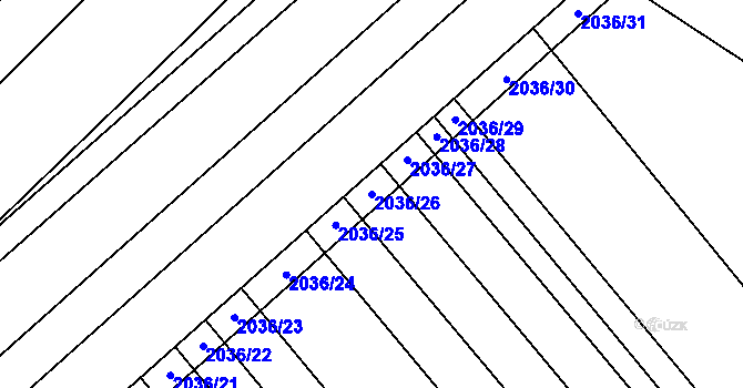 Parcela st. 2036/26 v KÚ Mikulčice, Katastrální mapa
