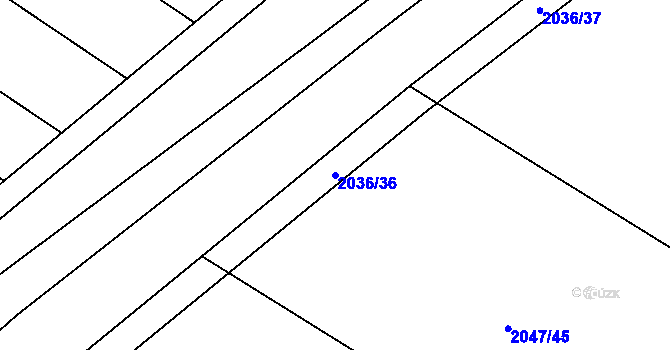 Parcela st. 2036/36 v KÚ Mikulčice, Katastrální mapa