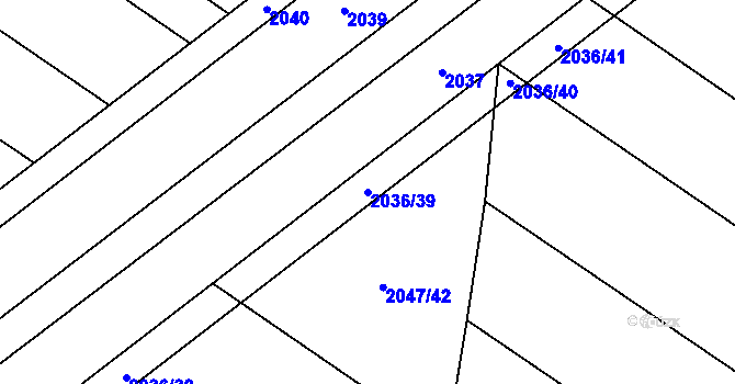 Parcela st. 2036/39 v KÚ Mikulčice, Katastrální mapa