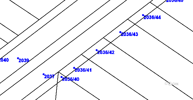 Parcela st. 2036/42 v KÚ Mikulčice, Katastrální mapa