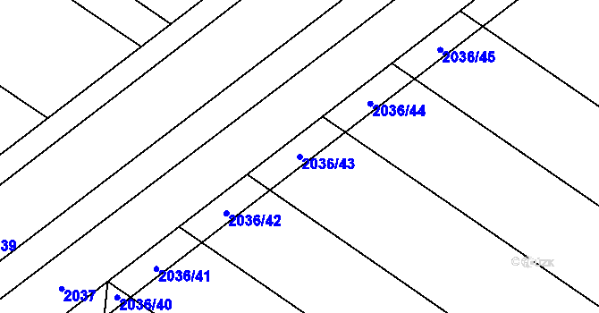 Parcela st. 2036/43 v KÚ Mikulčice, Katastrální mapa