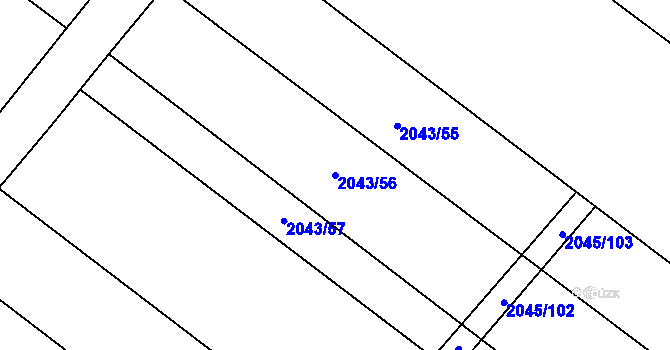 Parcela st. 2043/56 v KÚ Mikulčice, Katastrální mapa