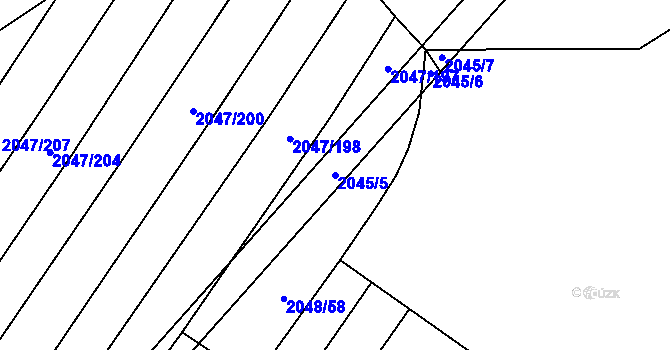 Parcela st. 2045/5 v KÚ Mikulčice, Katastrální mapa