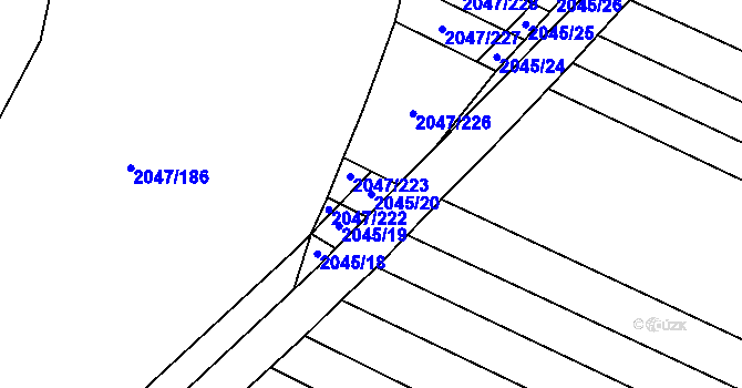 Parcela st. 2045/20 v KÚ Mikulčice, Katastrální mapa