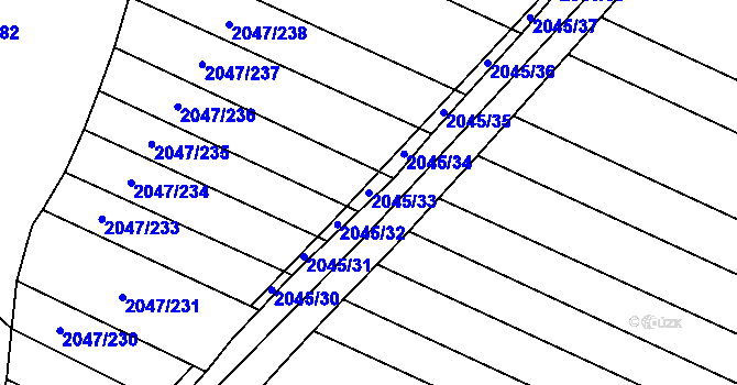 Parcela st. 2045/33 v KÚ Mikulčice, Katastrální mapa