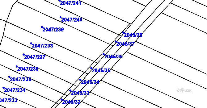Parcela st. 2045/36 v KÚ Mikulčice, Katastrální mapa