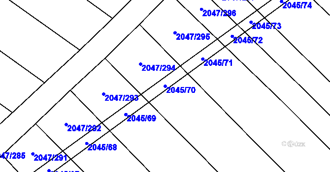 Parcela st. 2045/70 v KÚ Mikulčice, Katastrální mapa