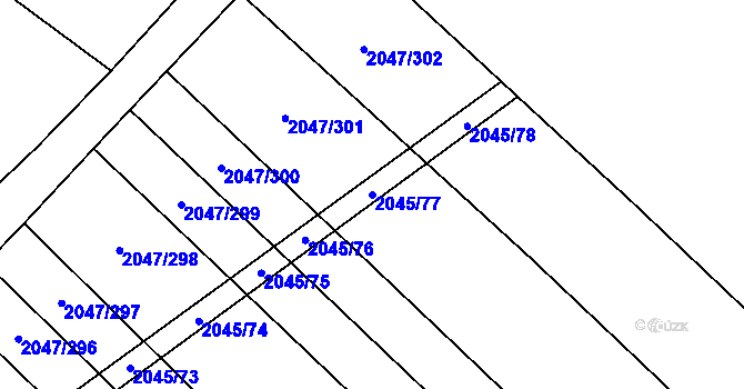 Parcela st. 2045/77 v KÚ Mikulčice, Katastrální mapa