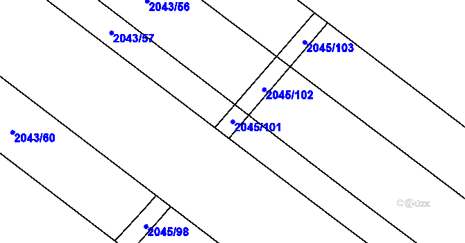 Parcela st. 2045/101 v KÚ Mikulčice, Katastrální mapa