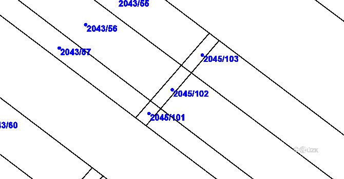 Parcela st. 2045/102 v KÚ Mikulčice, Katastrální mapa