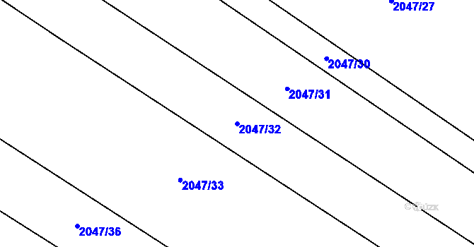 Parcela st. 2047/32 v KÚ Mikulčice, Katastrální mapa