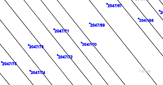 Parcela st. 2047/70 v KÚ Mikulčice, Katastrální mapa