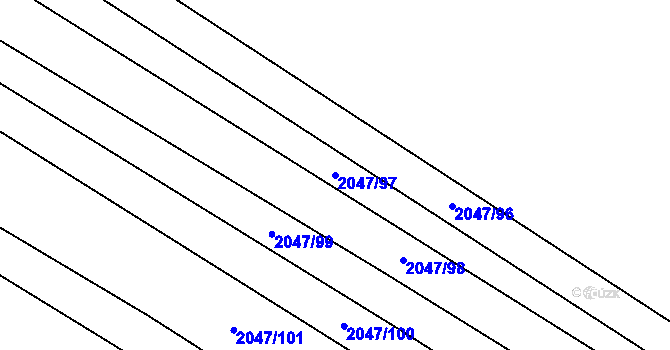 Parcela st. 2047/97 v KÚ Mikulčice, Katastrální mapa