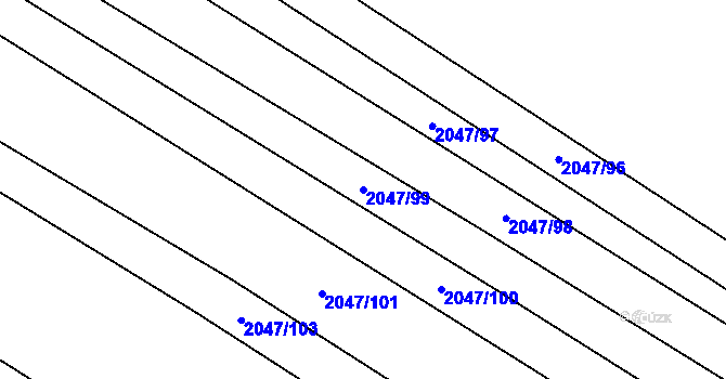 Parcela st. 2047/99 v KÚ Mikulčice, Katastrální mapa