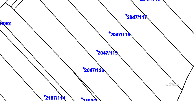 Parcela st. 2047/119 v KÚ Mikulčice, Katastrální mapa