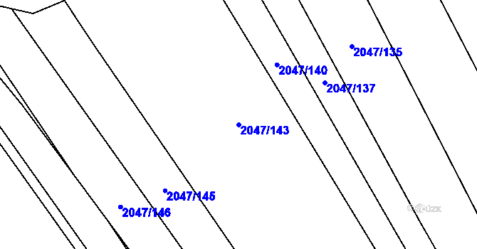 Parcela st. 2047/143 v KÚ Mikulčice, Katastrální mapa