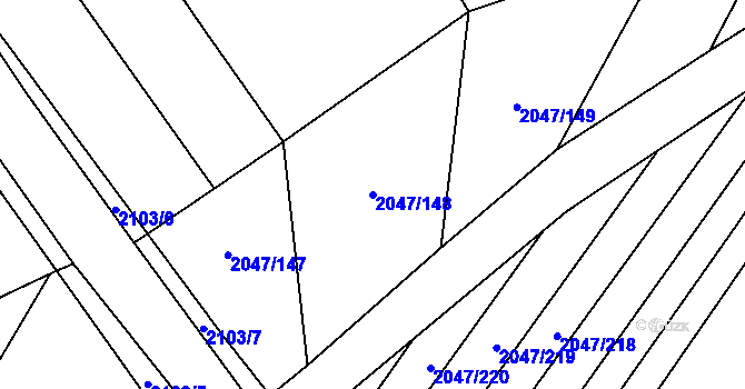 Parcela st. 2047/148 v KÚ Mikulčice, Katastrální mapa