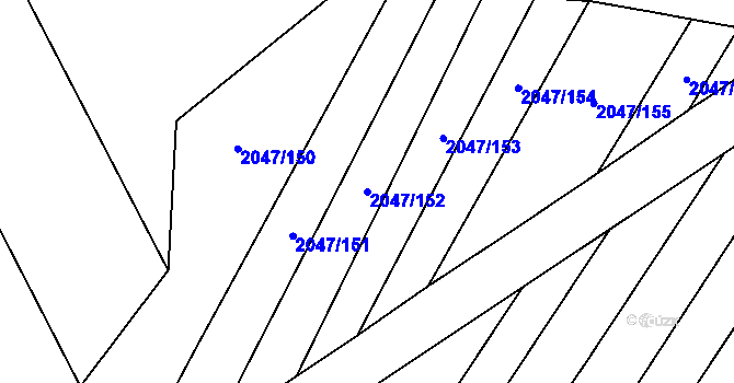 Parcela st. 2047/152 v KÚ Mikulčice, Katastrální mapa