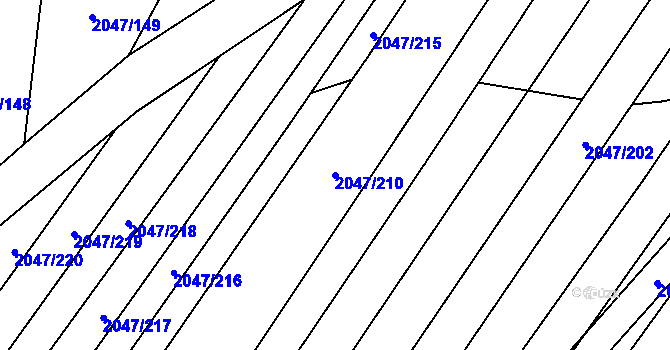 Parcela st. 2047/210 v KÚ Mikulčice, Katastrální mapa