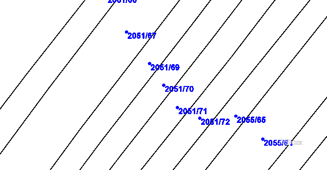 Parcela st. 2051/70 v KÚ Mikulčice, Katastrální mapa