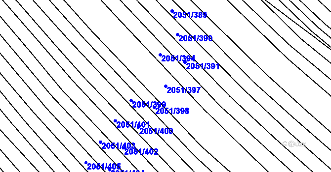 Parcela st. 2051/397 v KÚ Mikulčice, Katastrální mapa