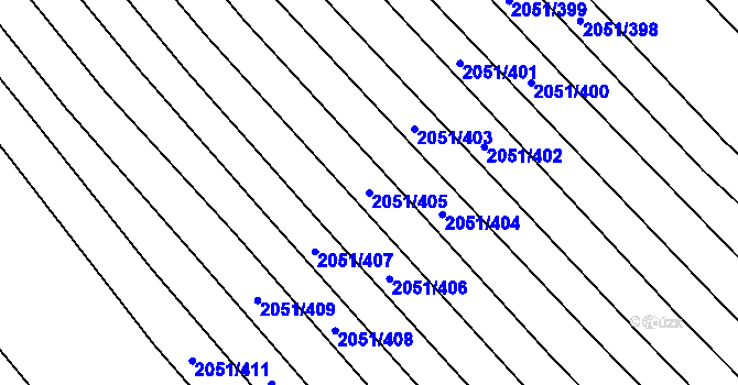 Parcela st. 2051/405 v KÚ Mikulčice, Katastrální mapa