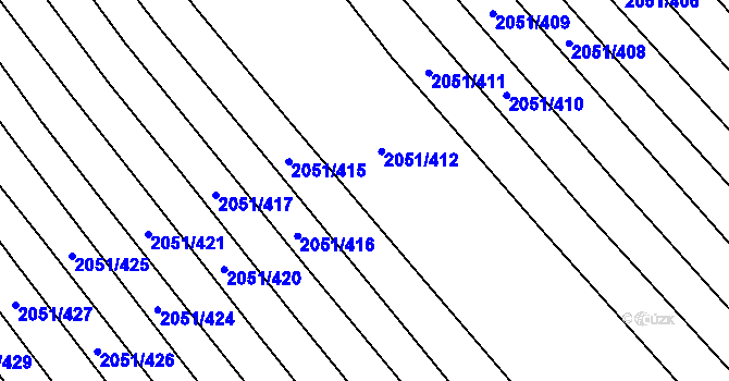 Parcela st. 2051/414 v KÚ Mikulčice, Katastrální mapa
