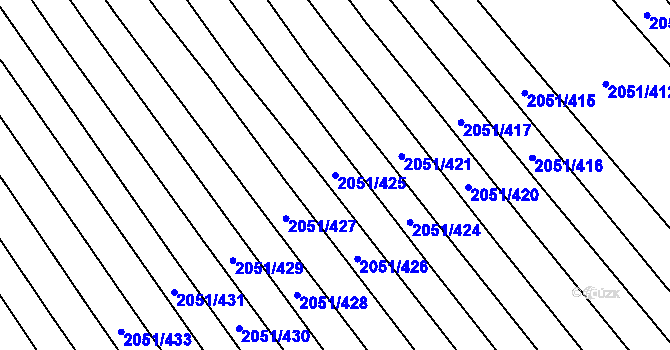 Parcela st. 2051/425 v KÚ Mikulčice, Katastrální mapa